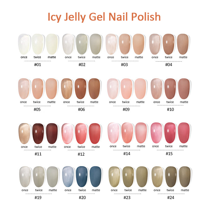 Icy Jelly Nude Gel Nail Polish Set UV LED Soak Off Nail Polish Home DIY Manicure Nail Salon Translucent Clear