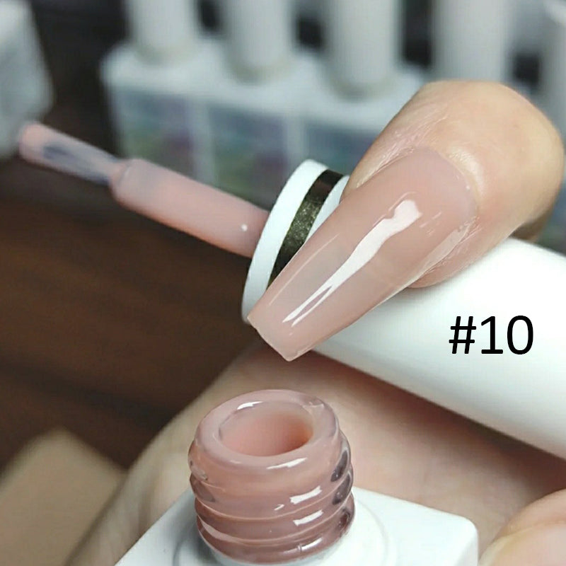 Icy Jelly Nude Gel Nail Polish Set UV LED Soak Off Nail Polish Home DIY Manicure Nail Salon Translucent Clear