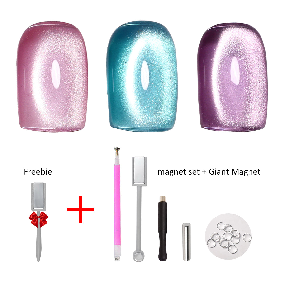 SOLWINK Baby Color Cat Eye Gel Nail Polish Set Water Light Soft Mist Effect Glitter Soak Off UV LED Magic Gel Safe for Natural Nails Extension Nail Tips Toes Magnet Newbie Tech Nail Art Get Compliments 10ML 3 Colors Pink Green Purple