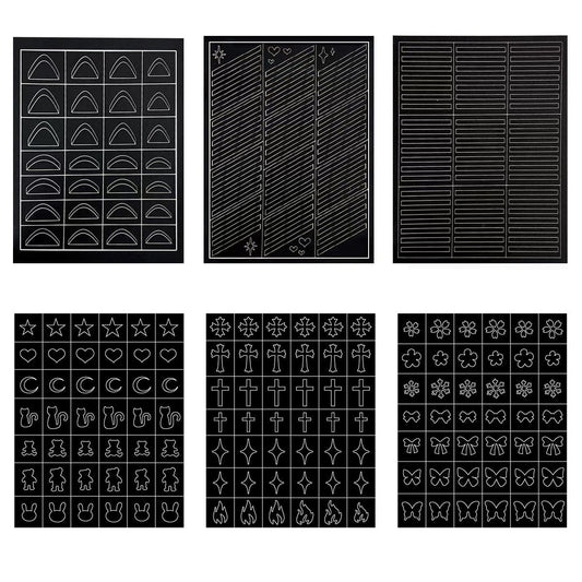 SOLWINK SOLWINK 6 Sheets Reusable Nail Stencil Templates for DIY Nail Art SOLWINK 6 Sheets Reusable Nail Stencil for DIY Nail Art