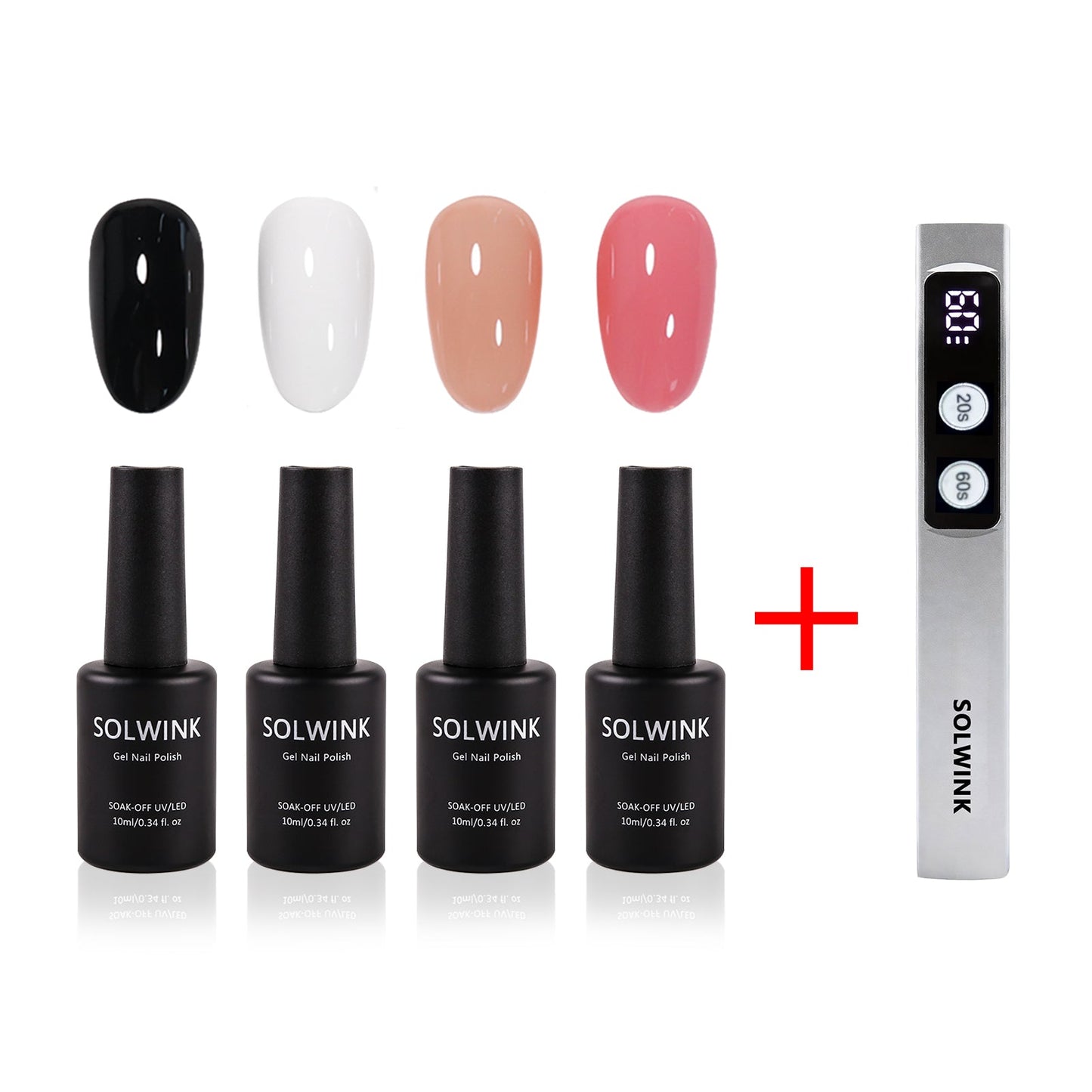 SOLWINK Blusher Box Gel Nail Polish Set Black White Nude Blush Color Nail Polish Kits - SOLWINK
