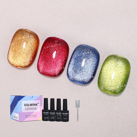 SOLWINK Summer Delight Cat Eye Gel Nail Polish Set Multi-functional Magnetic Nail Polish Kits for Natural Nails Toes Nail Tips