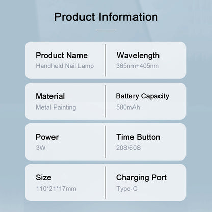 SOWLINK Handheld UV Nail Lamp For Gel Nails 3 Beads USB Nail Light Flashlight for Home DIY Manicure