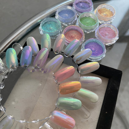 SOLWINK 6-Color Aurora Ice Chrome Nail Powder