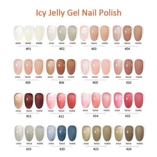 Icy Jelly Nude Gel Nail Polish Set UV LED Soak Off Nail Polish Home DIY Manicure Nail Salon Translucent Clear