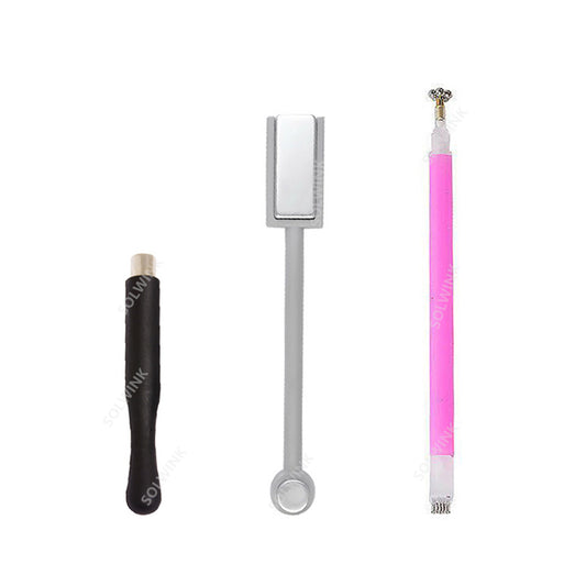 3pcs/lot Double Head Flower Nail Magnet Pens Strong Magnet Cat Eye Rectangle Cylindrical