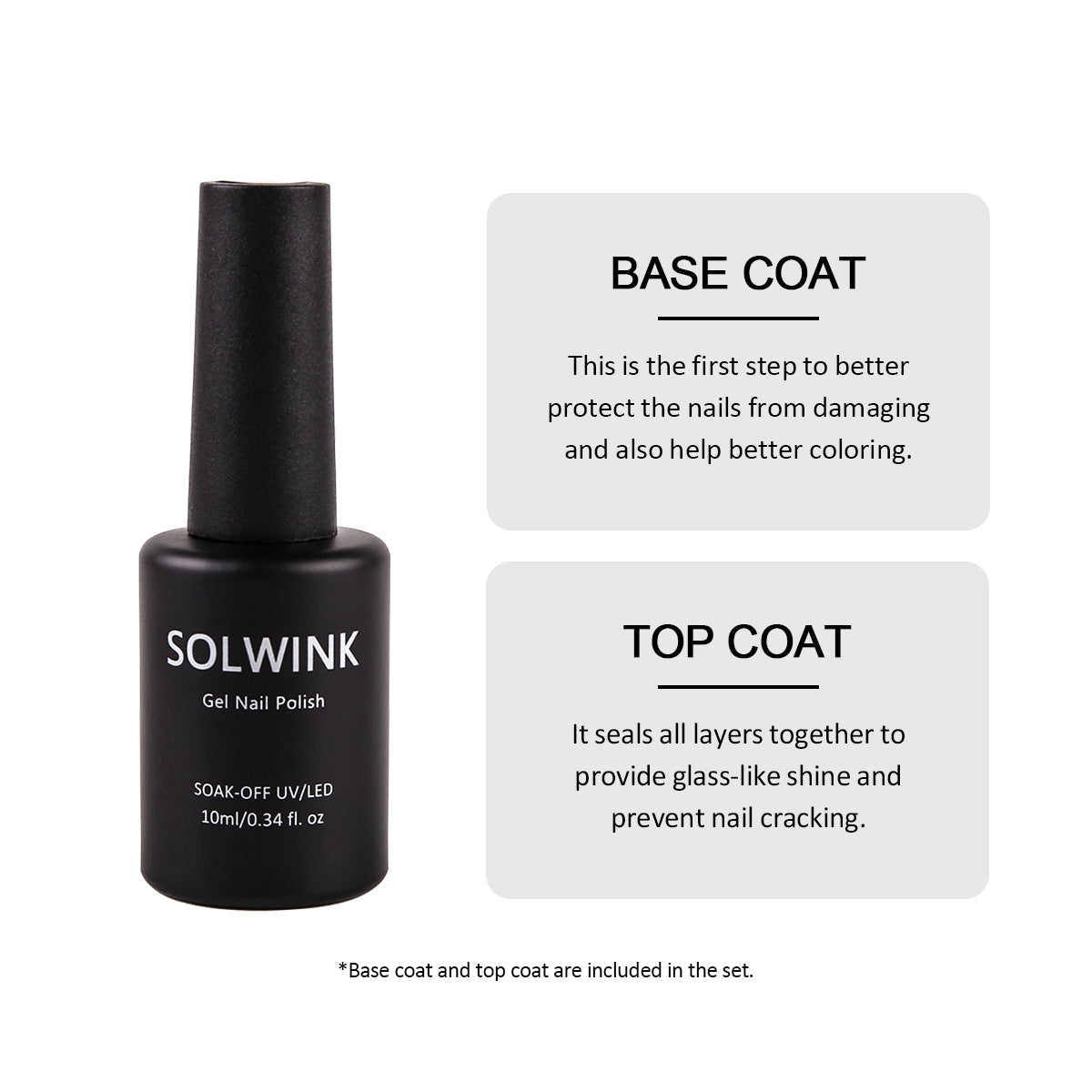 SOLWINK Rock Sugar No Wipe Top Coat Base Coat Hald Gel Blooming Foundation Nail Polish Soak Off UV LED Nail Gel