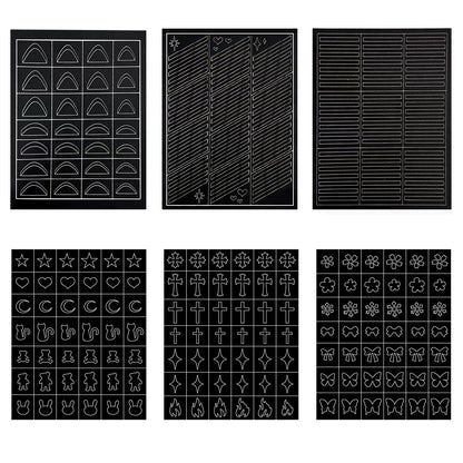 SOLWINK 6 Sheets Reusable Stencils Nail Stickers for Nail Art Butterfly Flower Snowflake Star Moon File Cat Rabbit Bear French Tips Nail Airbrush Templates Kit Manicure Decorations DIY Stencils Tools