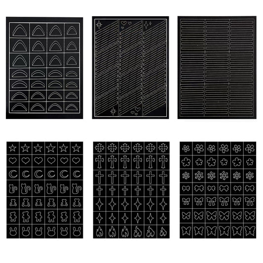 SOLWINK 6 Sheets Reusable Stencils Nail Stickers for Nail Art Butterfly Flower Snowflake Star Moon File Cat Rabbit Bear French Tips Nail Airbrush Templates Kit Manicure Decorations DIY Stencils Tools