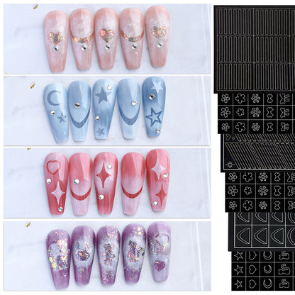 SOLWINK 6 Sheets Reusable Stencils Nail Stickers for Nail Art Butterfly Flower Snowflake Star Moon File Cat Rabbit Bear French Tips Nail Airbrush Templates Kit Manicure Decorations DIY Stencils Tools