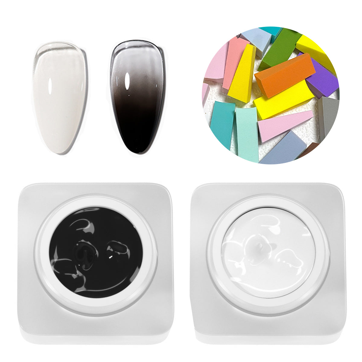 SOLWINK Pat Painting Gel Set - Black White Nail Polish Kit for Sponges random color select