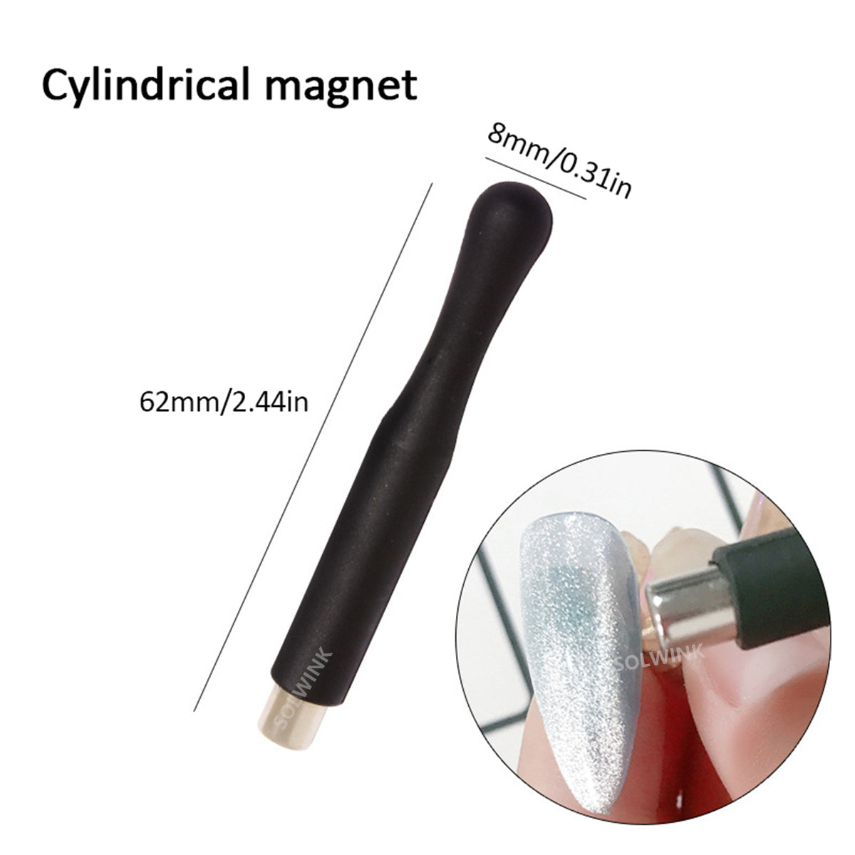 SOLWINK 3pcs Double Head Nail Magnet Pens Cat Eye Strong Magnet