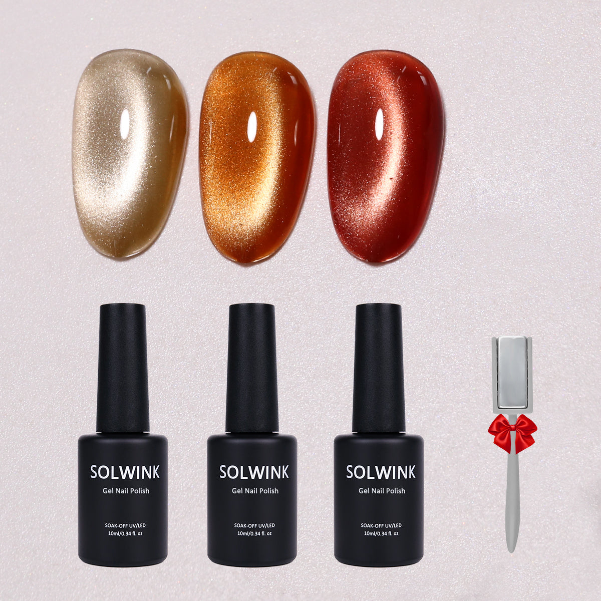 SOLWINK Amber Cat Eye Gel Nail Polish Set Magnetic Nail Polish Kits for Natural Nails Toes Nail Tips