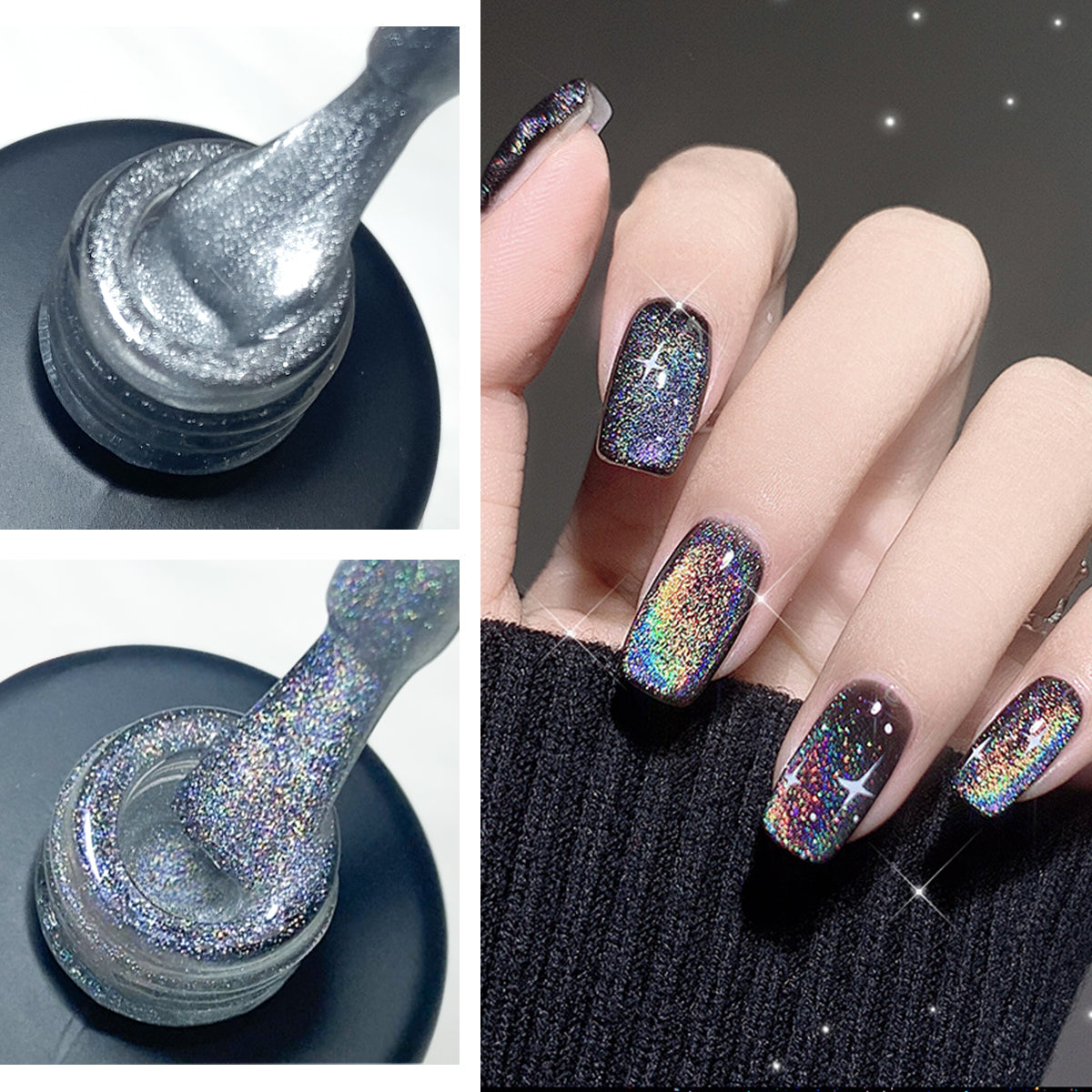 SOLWINK Silver Rainbow Cat Eye Gel Polish Set Magnetic Multi-Functional