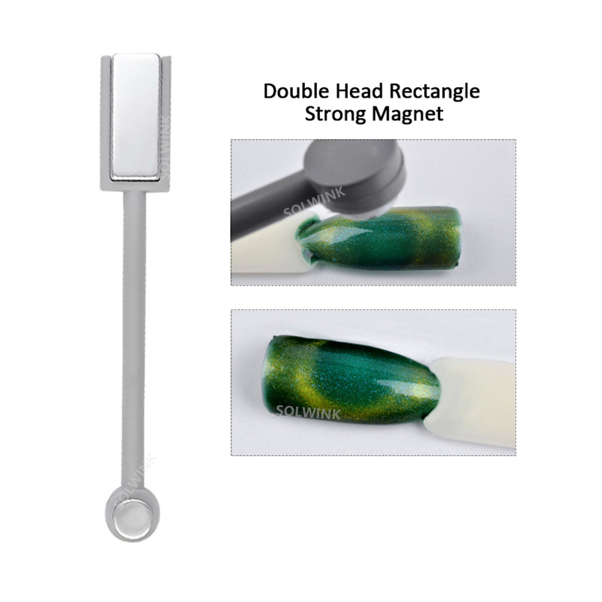SOLWINK 3pcs Double Head Nail Magnet Pens Cat Eye Strong Magnet