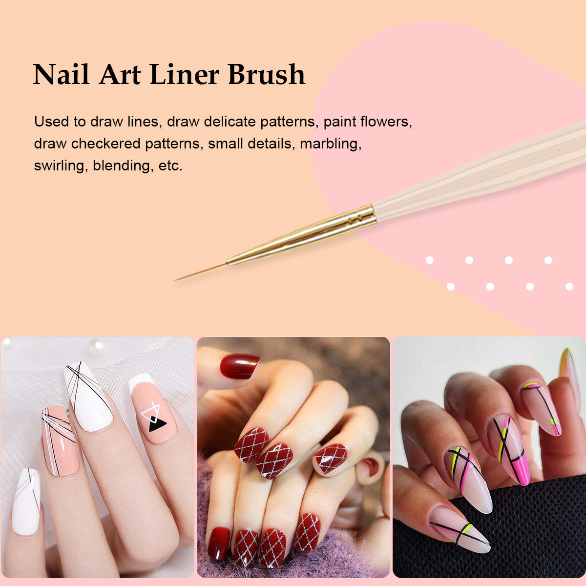 SOLWINK Nail Art Brushes Ombre Brush Pen Round Head Brush Pen Liner Brush