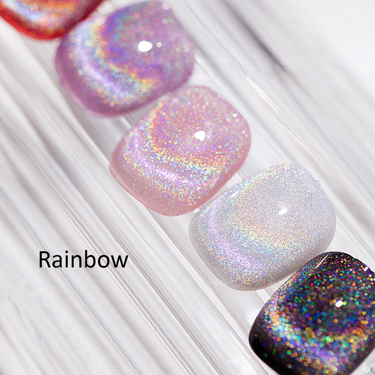 SOLWINK Silver Rainbow Cat Eye Gel Nail Polish Set Multi-functional Magnetic Nail Polish Kits for Natural Nails Toes Nail Tips