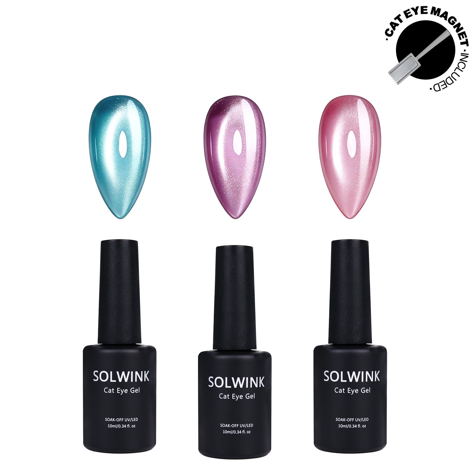 SOLWINK Baby Cat Eye Gel Polish Set - Magnet Kit
