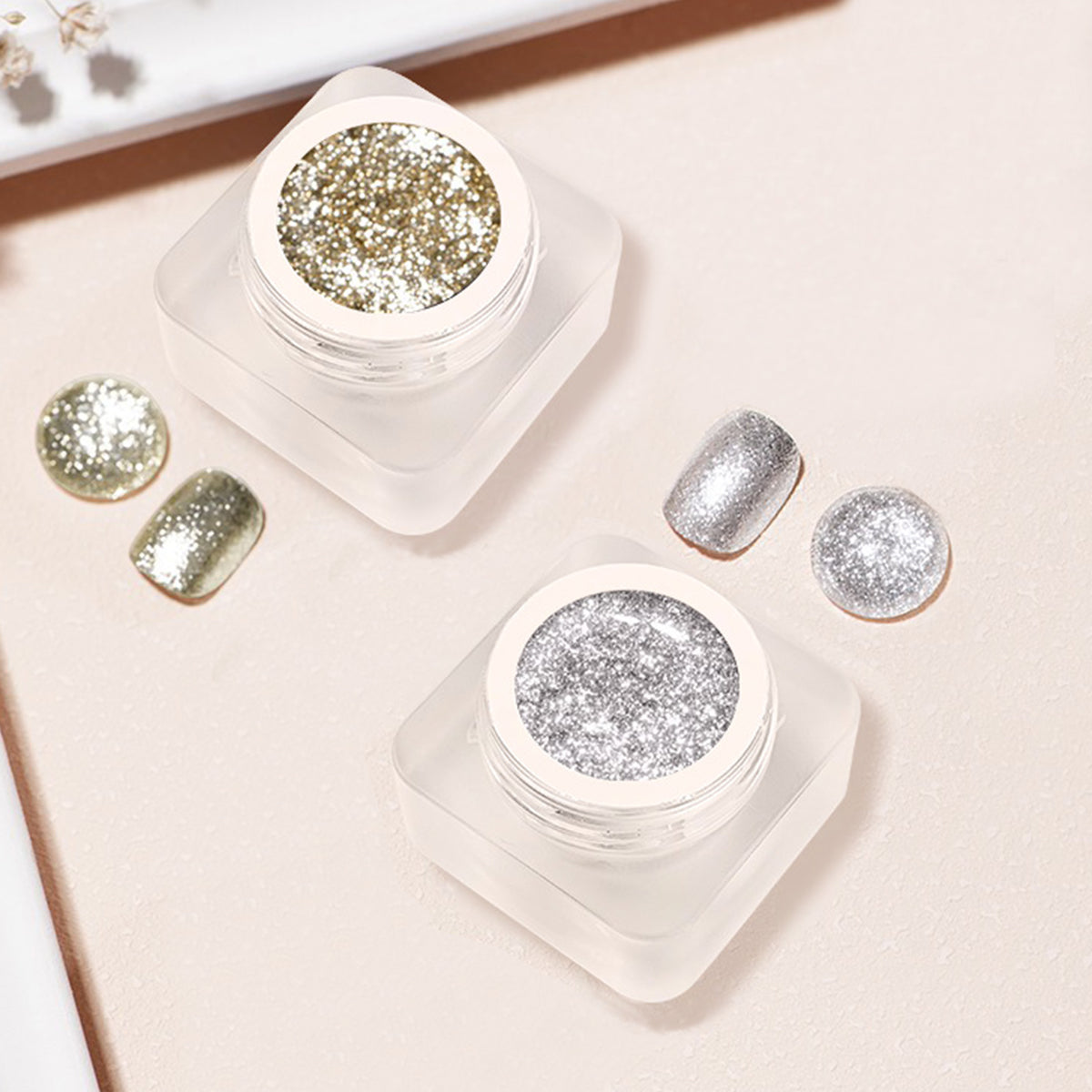 SOLWINK Platinum Glitter Gel Nail Polish Kit Silver Champaign Gold Gel Painted Metal Drawing Gel Polish Set Liner Sparkling Soak Off Gel for DIY Painting Nail Art Gel