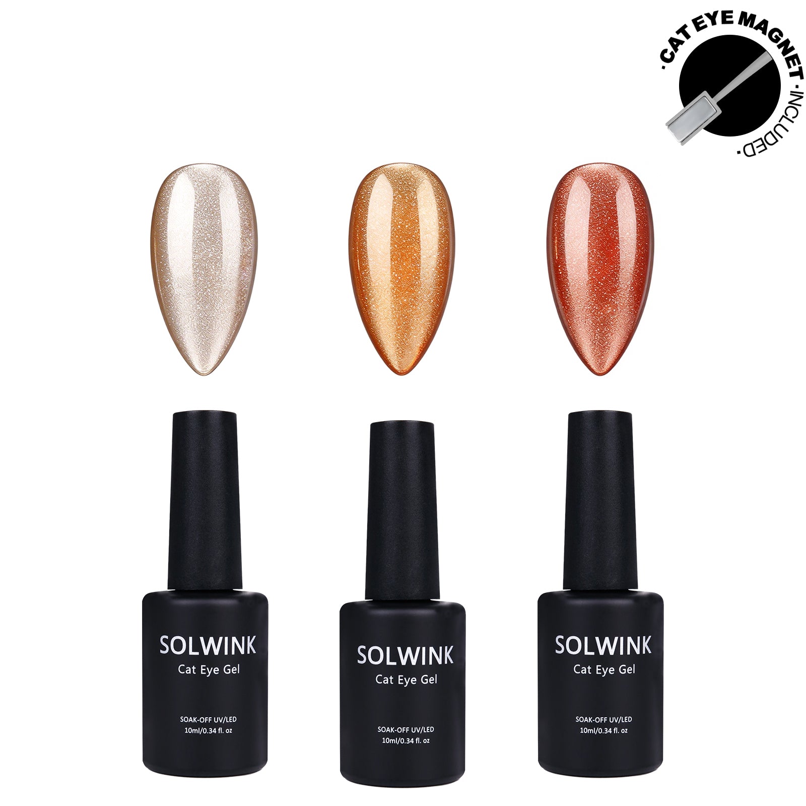 SOLWINK Amber Cat Eye Gel Nail Polish Set - Magnet Kit
