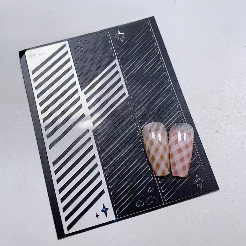 SOLWINK 6 Sheets Reusable Stencils Nail Stickers for Nail Art Butterfly Flower Snowflake Star Moon File Cat Rabbit Bear French Tips Nail Airbrush Templates Kit Manicure Decorations DIY Stencils Tools