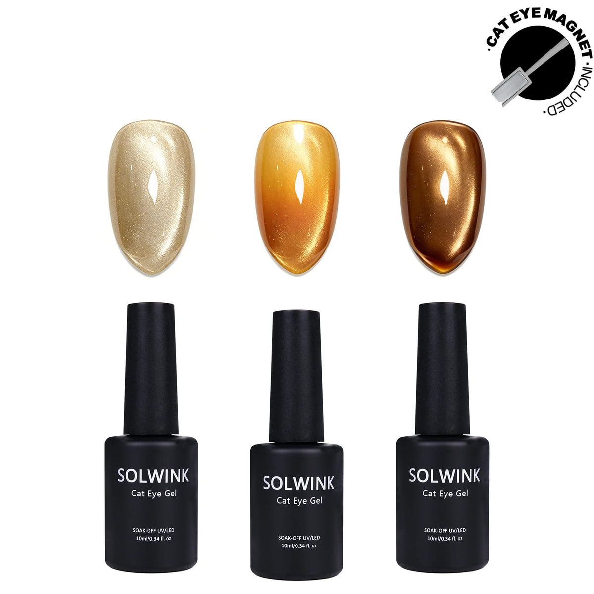 SOLWINK SOLWINK Amber Cat Eye Gel Nail Polish Set - Magnet Kit SOLWINK Amber Cat Eye Gel Nail Polish Set - Magnet Kit