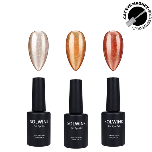 SOLWINK Amber Cat Eye Gel Nail Polish Set Magnetic Nail Polish Kits