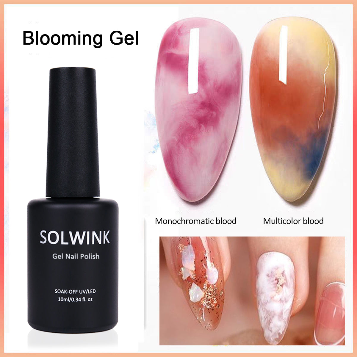 SOLWINK Rock Sugar No Wipe Top Coat Base Coat Hald Gel Blooming Foundation Nail Polish Soak Off UV LED Nail Gel