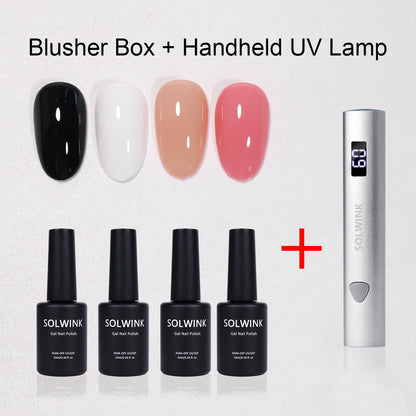 SOLWINK Blusher Box Gel Nail Polish Set Black White Nude Blush Color Nail Polish Kits for Natural Nails Toes Nail Tips
