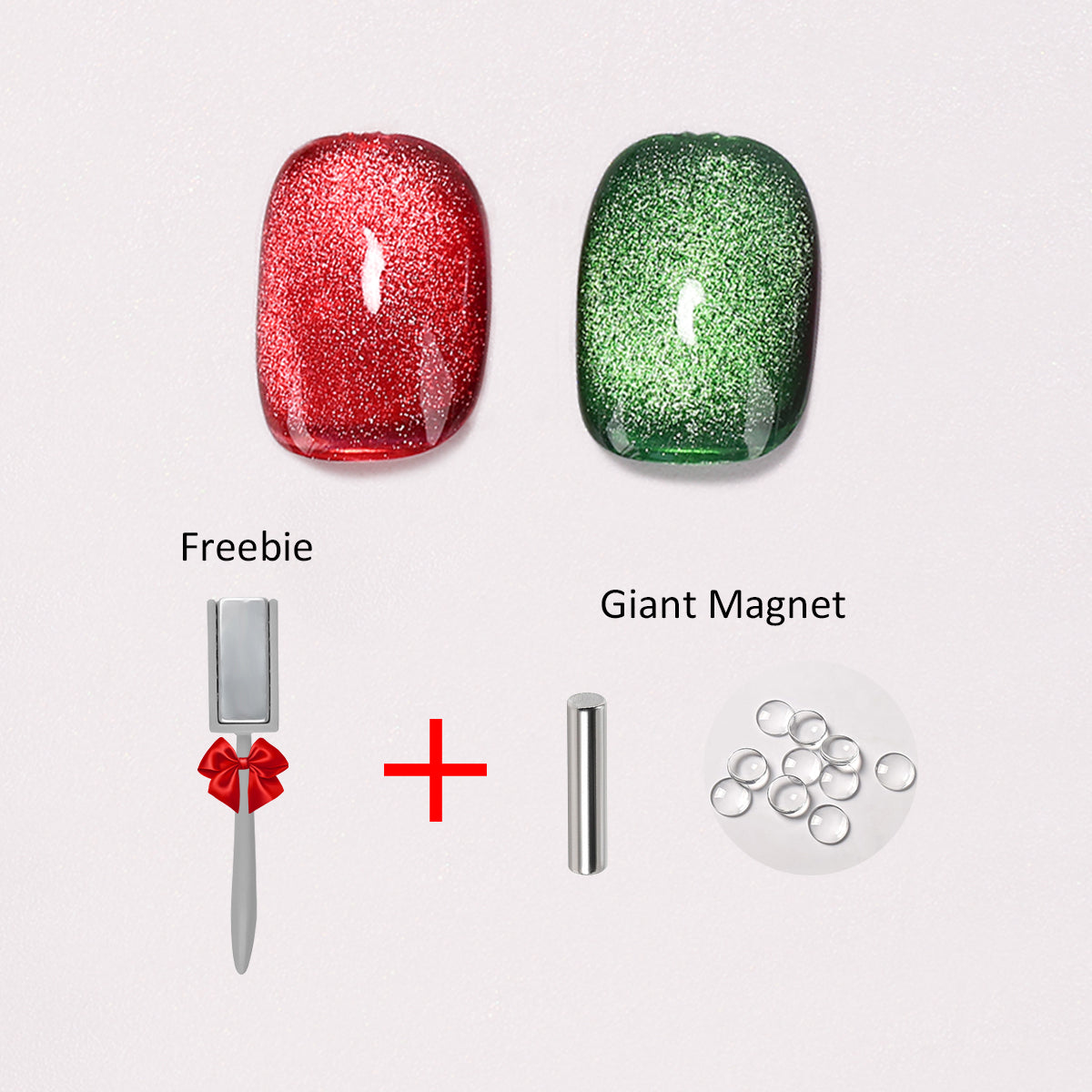 SOLWINK Merry Christmas Green Red Cat Eye Gel Nail Polish Set Magnetic Nail Polish Kits for Natural Nails Toes Nail Tips Magnet Gel