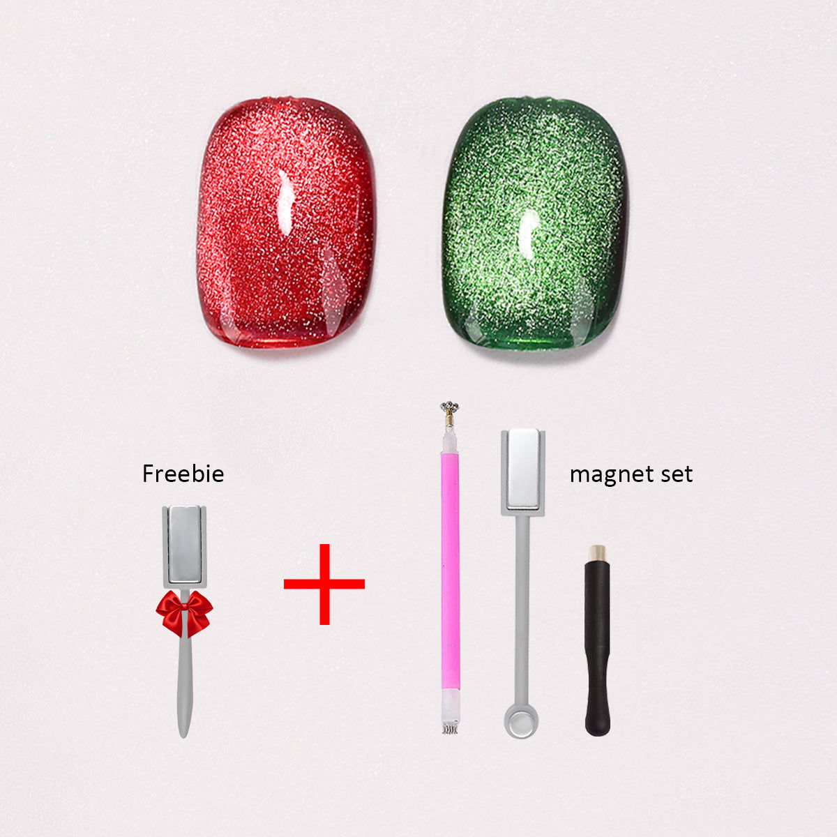 SOLWINK Merry Christmas Green Red Cat Eye Gel Nail Polish Set Magnetic Nail Polish Kits for Natural Nails Toes Nail Tips Magnet Gel