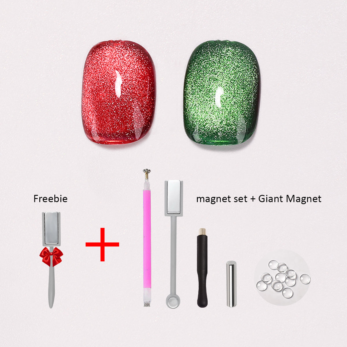 SOLWINK Merry Christmas Green Red Cat Eye Gel Nail Polish Set Magnetic Nail Polish Kits for Natural Nails Toes Nail Tips Magnet Gel