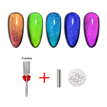 SOLWINK Galaxy Color Shifting Cat Eye Gel Nail Polish Set Multi-functional Magnetic Nail Polish Kits for Natural Nails Toes Nail Tips