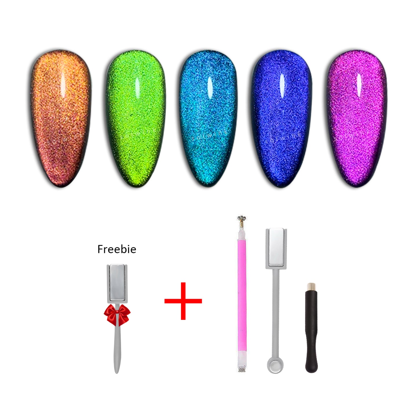 SOLWINK Galaxy Color Shifting Cat Eye Gel Nail Polish Set Multi-functional Magnetic Nail Polish Kits for Natural Nails Toes Nail Tips