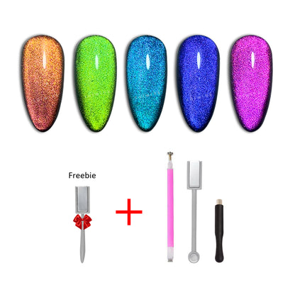 SOLWINK Galaxy Color Shifting Cat Eye Gel Nail Polish Set Multi-functional Magnetic Nail Polish Kits for Natural Nails Toes Nail Tips