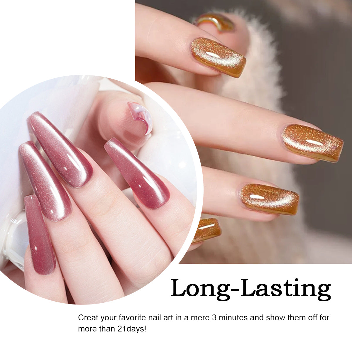 SOLWINK Amber Cat Eye Gel Nail Polish Set Magnetic Nail Polish Kits for Natural Nails Toes Nail Tips