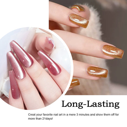 SOLWINK Amber Cat Eye Gel Nail Polish Set Magnetic Nail Polish Kits for Natural Nails Toes Nail Tips