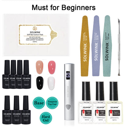 SOLWINK Blusher Box Gel Nail Polish Set Black White Nude Blush Color Nail Polish Kits for Natural Nails Toes Nail Tips