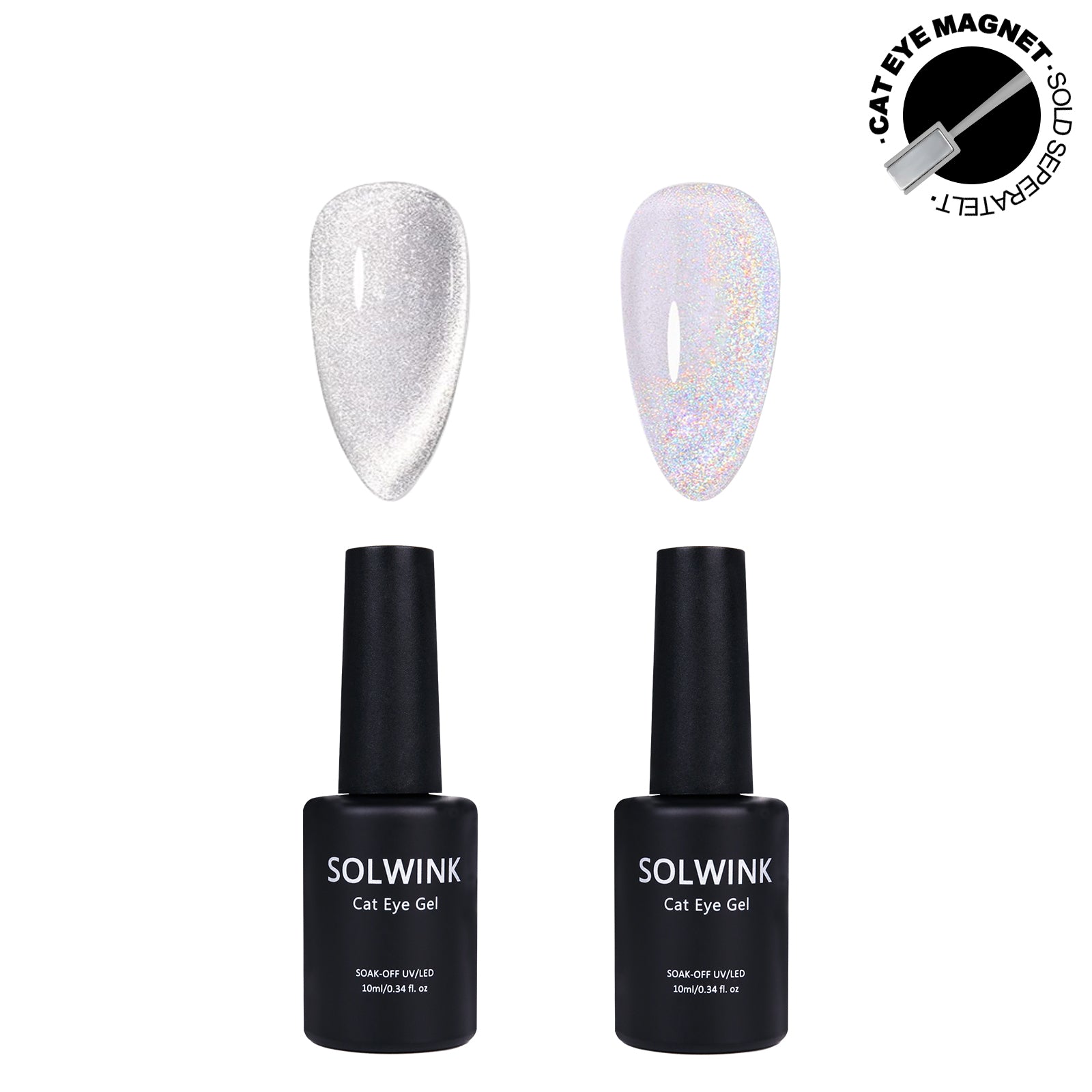 SOLWINK Silver Rainbow Cat Eye Gel Polish Set Magnetic Multi-Functional