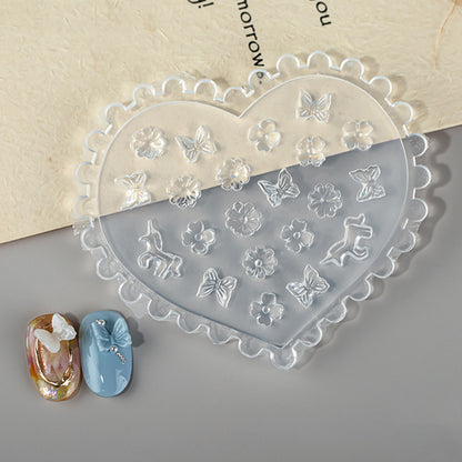 SOLWINK 3D Nail Charm Silicone Mold UV Resin Set Nail Art Cabochon Decortive Mold Making Tools Kit