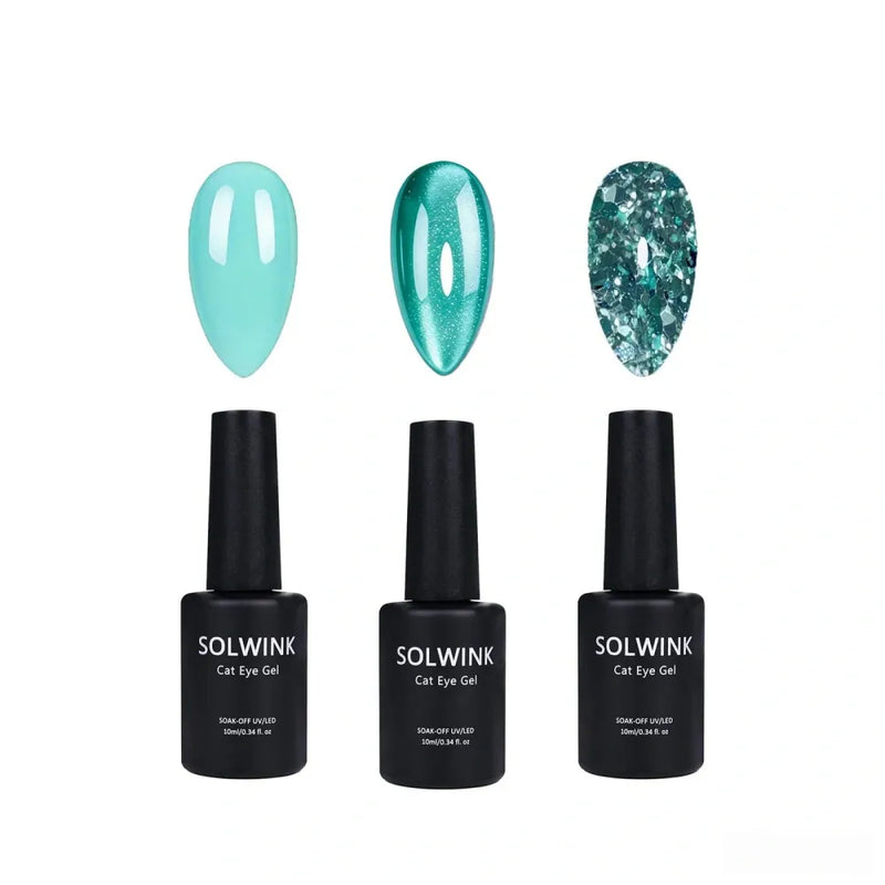 SOLWINK SOLWINK Heras One-step Gel Polish Set Green Cat Eye One-Step Gel Polish Set – Heras | SOLWINK