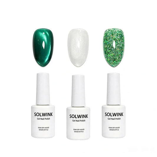 SOLWINK SOLWINK Artemis One-step Gel Polish Set Green & White One-Step Gel Polish Set – Artemis | SOLWINK