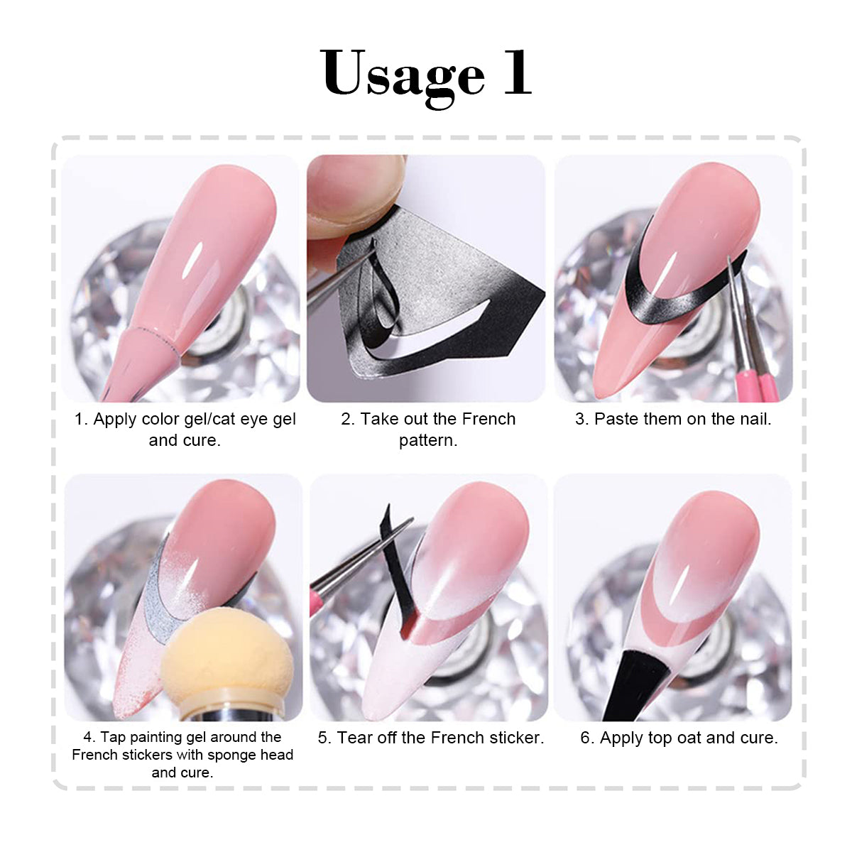 SOLWINK 6 Sheets Reusable Stencils Nail Stickers for Nail Art Butterfly Flower Snowflake Star Moon File Cat Rabbit Bear French Tips Nail Airbrush Templates Kit Manicure Decorations DIY Stencils Tools