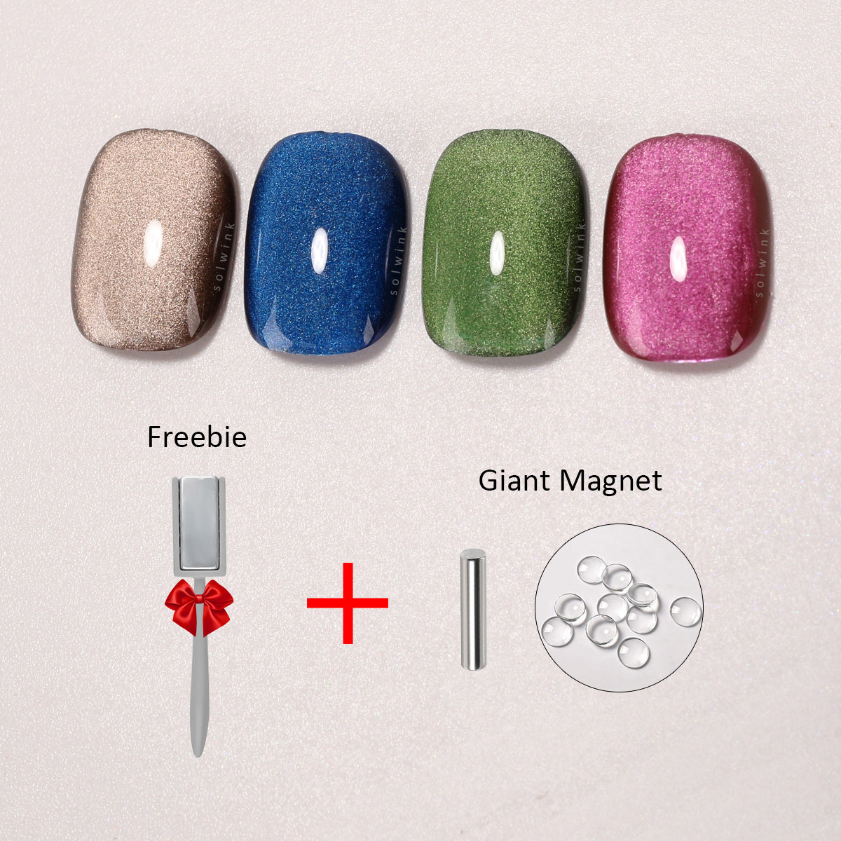 SOLWINK Wide Light Cat Eye Gel Nail Polish Set Multi-functional Magnetic Nail Polish Kits for Natural Nails Toes Nail Tips