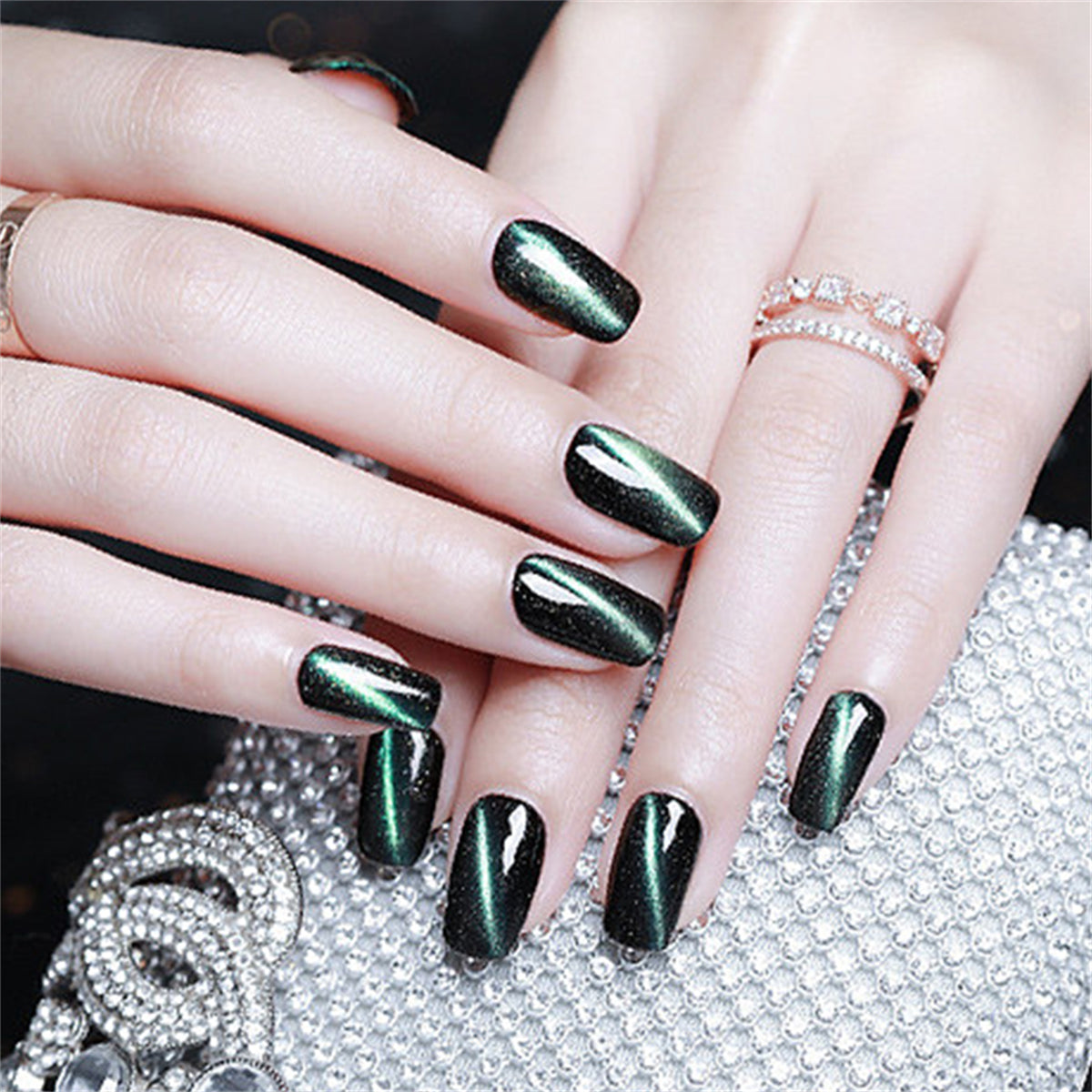 SOLWINK 3pcs Double Head Nail Magnet Pens Cat Eye Strong Magnet