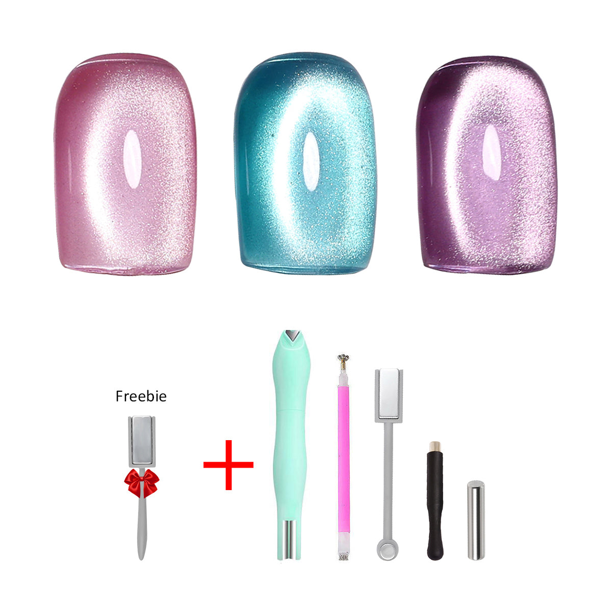 SOLWINK Baby Cat Eye Gel Polish Set UV/LED Soak Off 10ml 3 Colors-Pink Green Purple