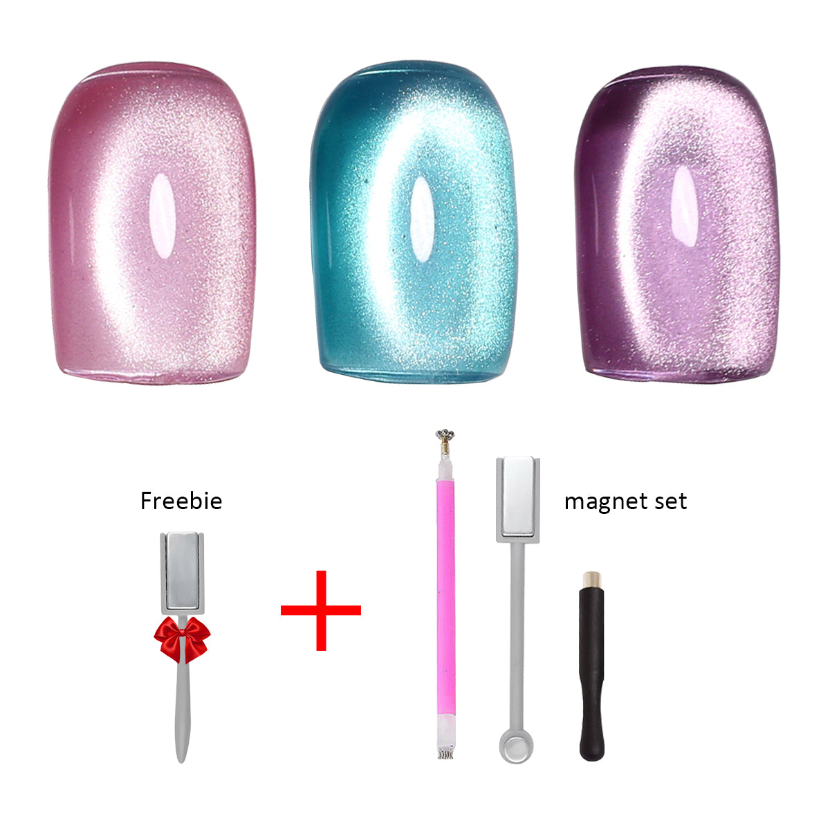 SOLWINK Baby Cat Eye Gel Polish Set UV/LED Soak Off 10ml 3 Colors-Pink Green Purple