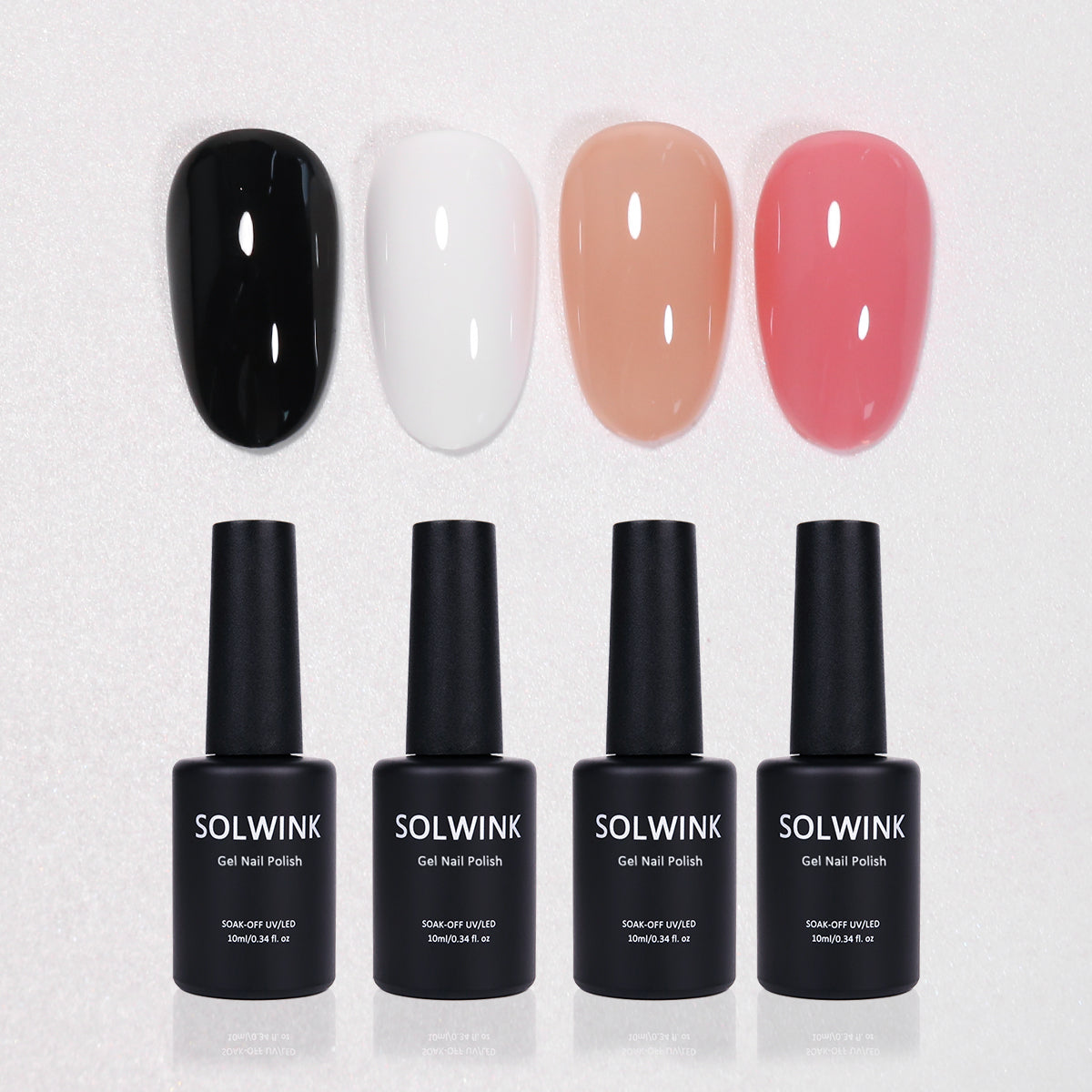 SOLWINK Blusher Box Gel Nail Polish Set Black White Nude Blush Color Nail Polish Kits for Natural Nails Toes Nail Tips