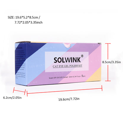 SOLWINK Galaxy Color Shifting Cat Eye Gel Nail Polish Set Multi-functional Magnetic Nail Polish Kits for Natural Nails Toes Nail Tips