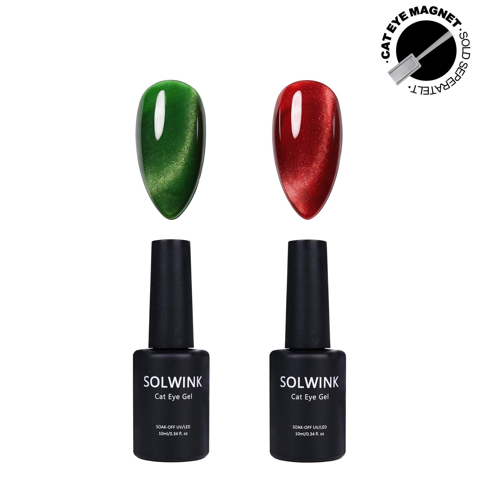 [Clearance] SOLWINK Christmas Cat Eye Gel Polish Set Red Green